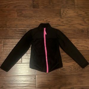 Black cozy kid jacket hot pink zipper 2 hand pocket outerwear coat longsleeve 7